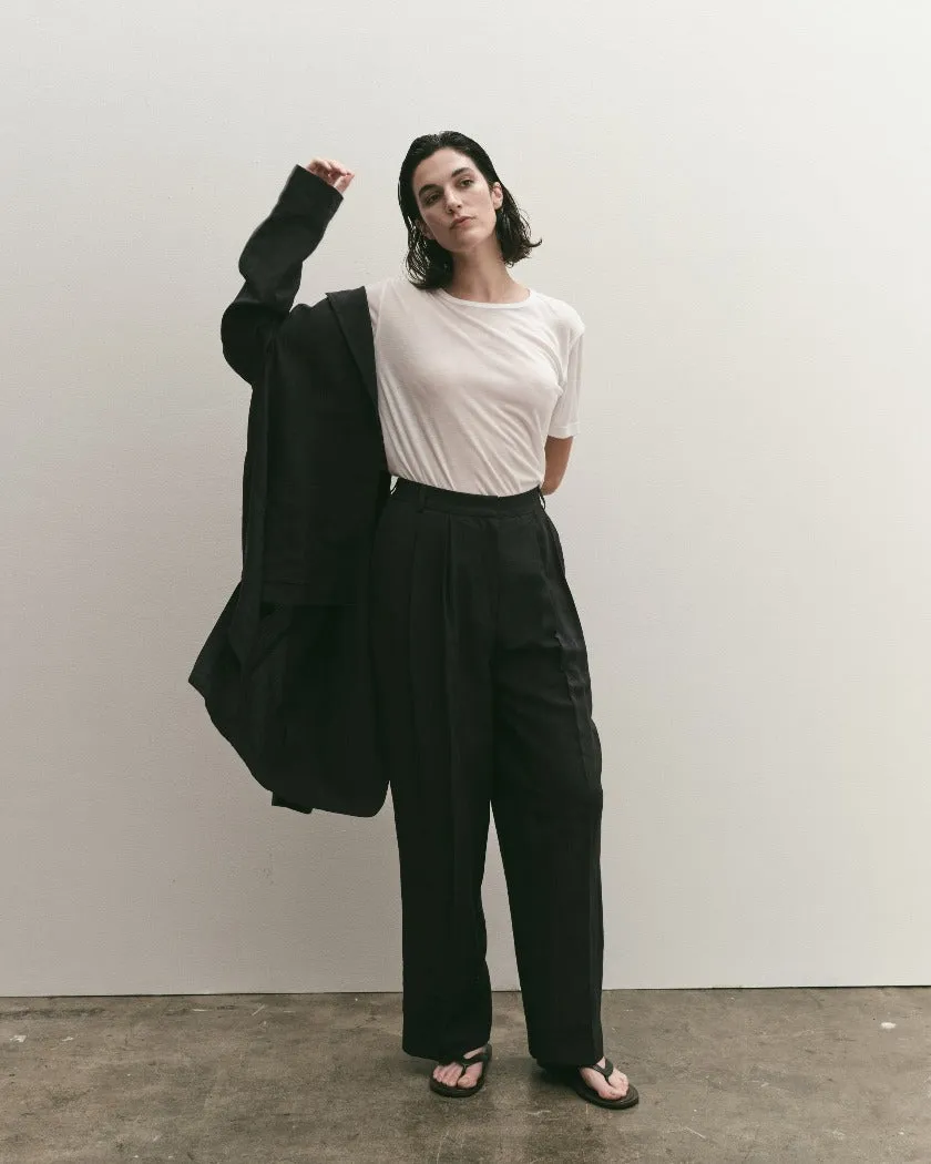 LINEN BLEND WIDE LEG PANTS