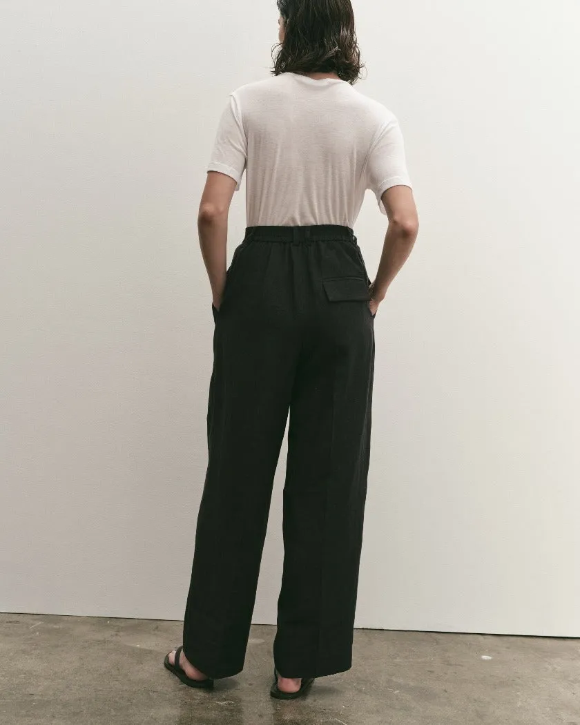 LINEN BLEND WIDE LEG PANTS